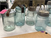 4PC ANTIQUE "MASON" JARS