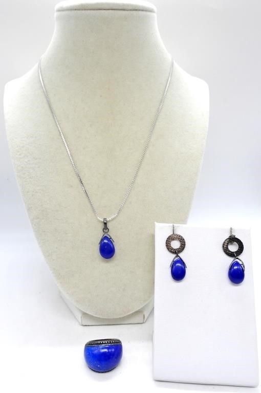 STERLING SET WITH LAPIS LAZULI