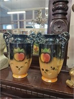 Pair of Floral Decorative Pottery Vases