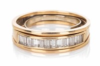 14K YELLOW GOLD AND DIAMOND BAND RINGS, 5.7g