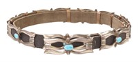 NAVAJO TUFA CAST SILVER & TURQUOISE CONCHO BELT