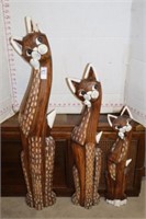 WOODEN CATS (LARGE ONE NEEDS REPAIR ON EAR)