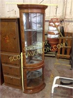 Round front Corner Curio cabinet, glass front