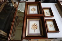 4 Walnut shadow box frame pictures & mirror