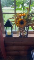Lot of 2 Decorative Lanterns, 1 With Sunflowers.