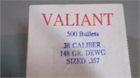 Valiant 38 Caliber Size .357 (500 Bullets)