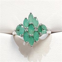 $120 Silver Emerald(3ct) Ring
