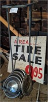 Tire stand / sign and hub cap set