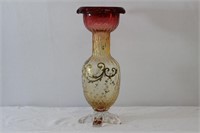 Red Ombre Footed Glass Vase