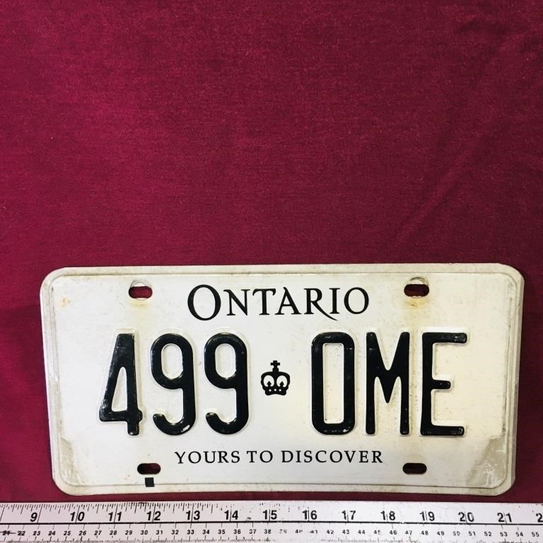 1990's Ontario License Plate