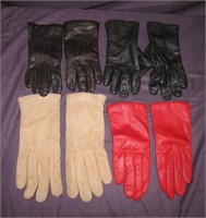 4 Pairs Ladies Leather Gloves