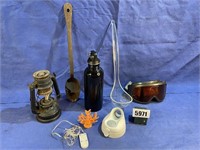 Ski Goggles, Small Kerosene Lantern, Ladle,