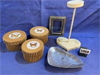 Cheese Boxes, Heart Pedestal, Alum. Bowl &