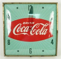 1950s Coca Cola Green Fishtail Pam Clock
