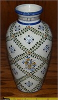 Vtg Portugal Handpainted Ceramic 8" Tall Vase