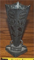 Art Nouveau Silverplate Etched Sunflower Vase 5"t