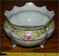 Antique Handpainted Nippon Porcelain Footed Bowl