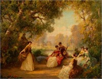 Garden Scene Painting by Joseph Tomanek.