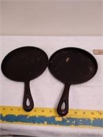 2 shallow cast iron pans/ round griddle