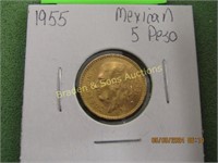 MEXICAN 1955 FIVE PESO GOLD COIN