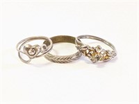 Three Fashion Rings  Sz 4,5 and 8   A