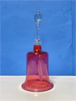Cranberry Glass Bell With Clear Handle