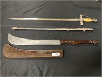 Fraternal Sword, Carved Face Handled Machete.