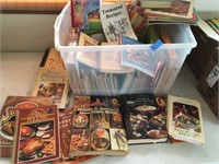 tub full of vintage cookbooks