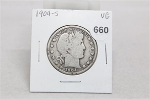 1904-s  VG Barber Half Dollar