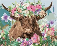 MOGTAA Cow Paint by Numbers, Flowers Oil