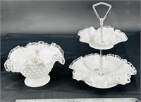 2 Pieces of Fenton Silvercrest: 2 Tier Tray &