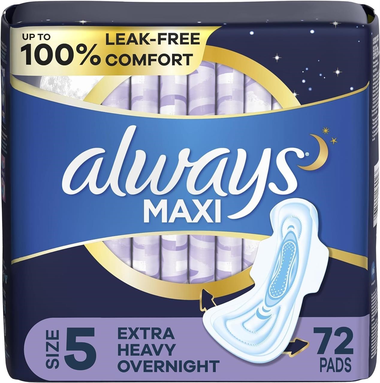 Maxi Overnight Pads  Size 5  72 Count