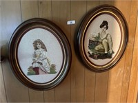 Pair of Oval Needlepoint Pictures