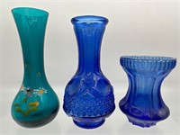 Cobalt blue toothpick holder & mini bud vases