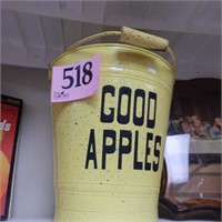 METAL "GOOD APPLES" BUCKET 12 IN