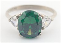 Sterling Oval Cut Emerald & Heart Cut White
