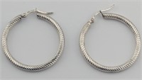 Sterling Silver Italian Diamond Cut Hoop Earrings