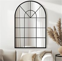 AULESET ARCHED WINDOW MIRROR, 28IN ×42IN BLACK