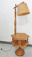 Vintage Maple Bridge Lamp With Table