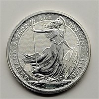 2022 BRITANNIA 1 OZ FINE SILVER ROUND 2 POUNDS