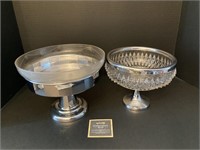 Glass & Silver Plate Pedestal Serving Dishes