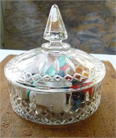 Cut Glass Candy Dish with Trinkets