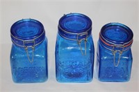 1979 Cobalt Blue Glass Canister Set - Grannys Prod