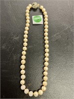 Costume Pearl Necklace 16" some peeling  Japan