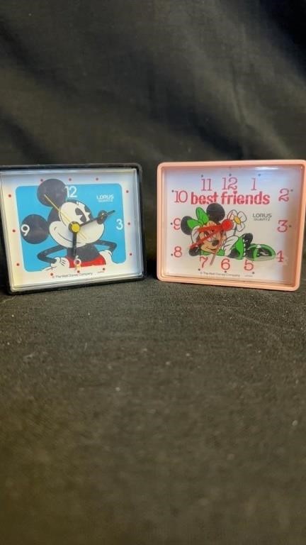 2 Disney Mickey and Minnie Clocks