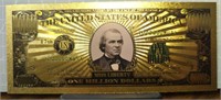 24k gold-plated banknote Andrew Johnson
