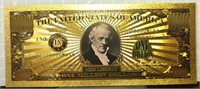 24k gold-plated banknote James Buchanan