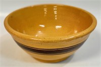 GOOD ANTIQUE YELLOWWARE STRIPED MIXING BOWL