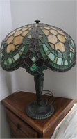 Vintage Metal Lamp w/Glass Slag Shade-22 1/2"H