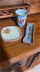 Tab Boren Plate, Tray, and Vase